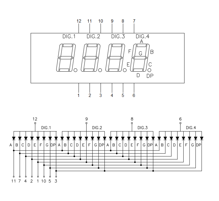 Display 7 Segmentos 4 Dígitos Cátodo Común